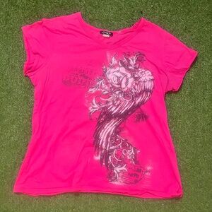 Chic Pink Graphic Cap Sleeve Tee